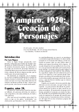 Vampiro, 1920: Creación de Personajes