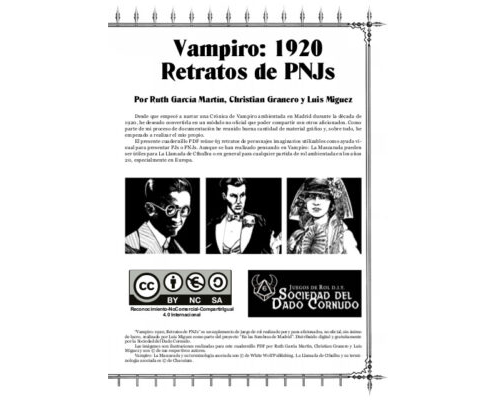 Vampiro, 1920: Retratos de PNJs